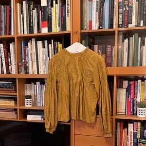 Elegant Mustard Blouse with Intricate Design